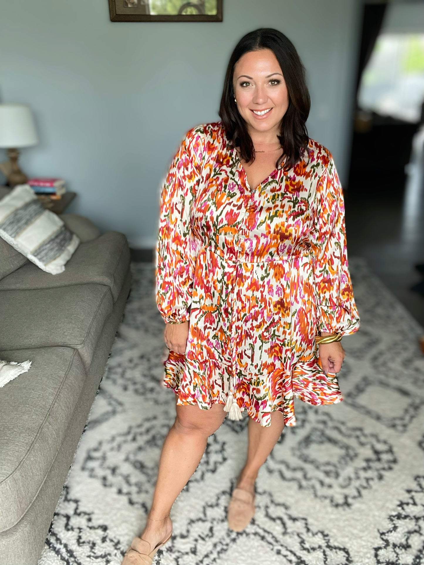 Once Upon a Dream V-Neck Balloon Sleeve Dress