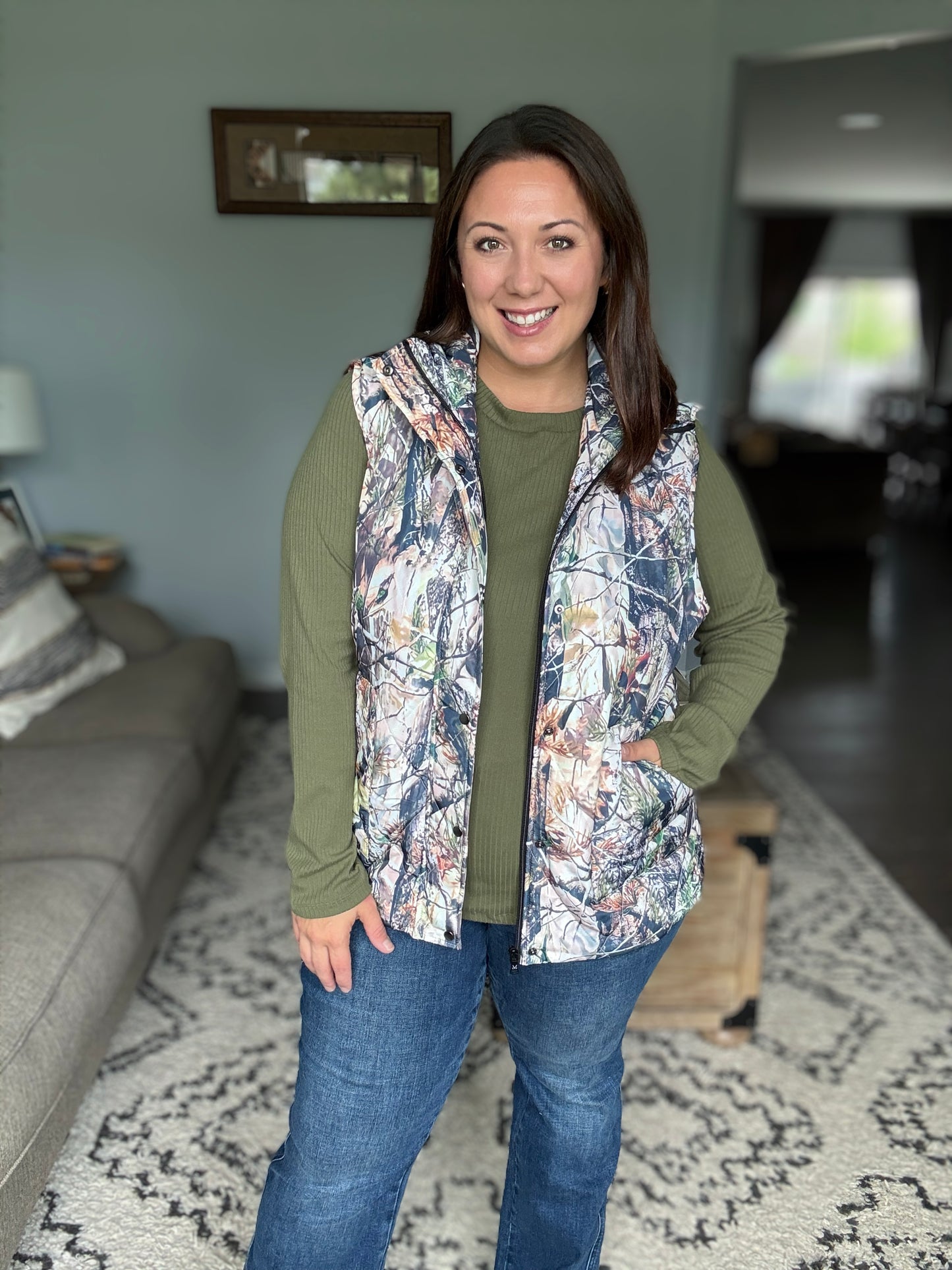Michelle Mae Reese Ribbed Long Sleeve Top - Olive