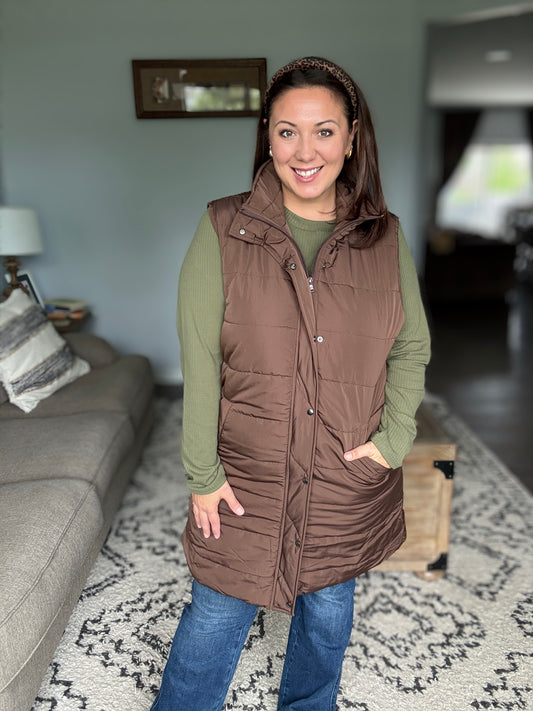 Michelle Mae Harlow Long Vest - Brown