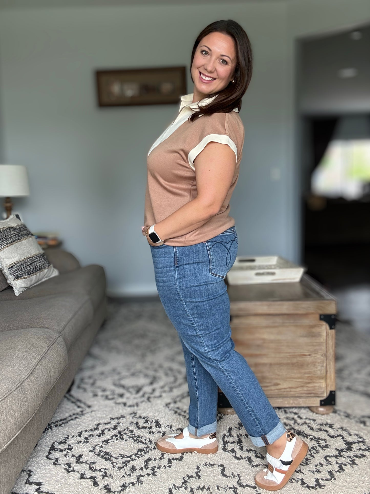 Colette Mid Rise Boyfriend Classic Cuffed Judy Blue Jeans
