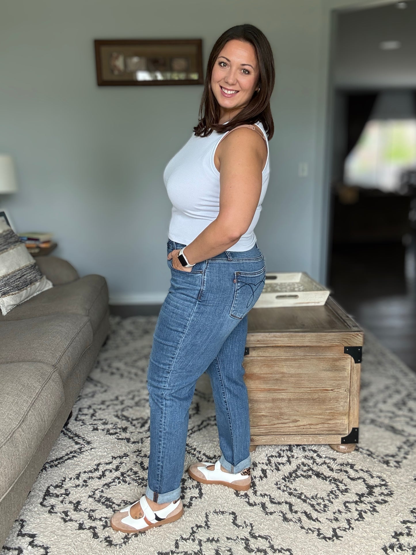 Colette Mid Rise Boyfriend Classic Cuffed Judy Blue Jeans