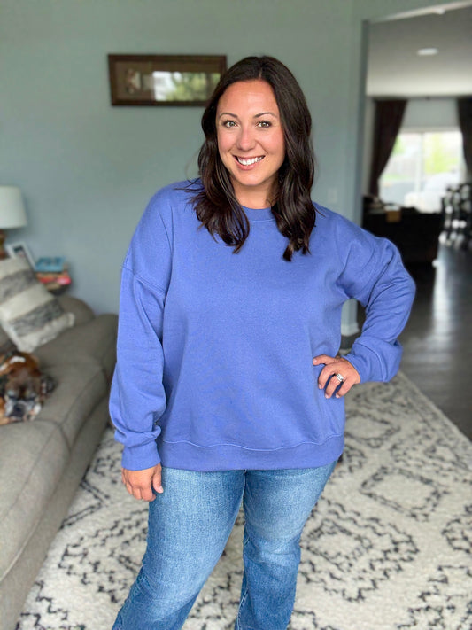 Zenana Full Size Fleece Drop Shoulder Sweatshirt in Marlin