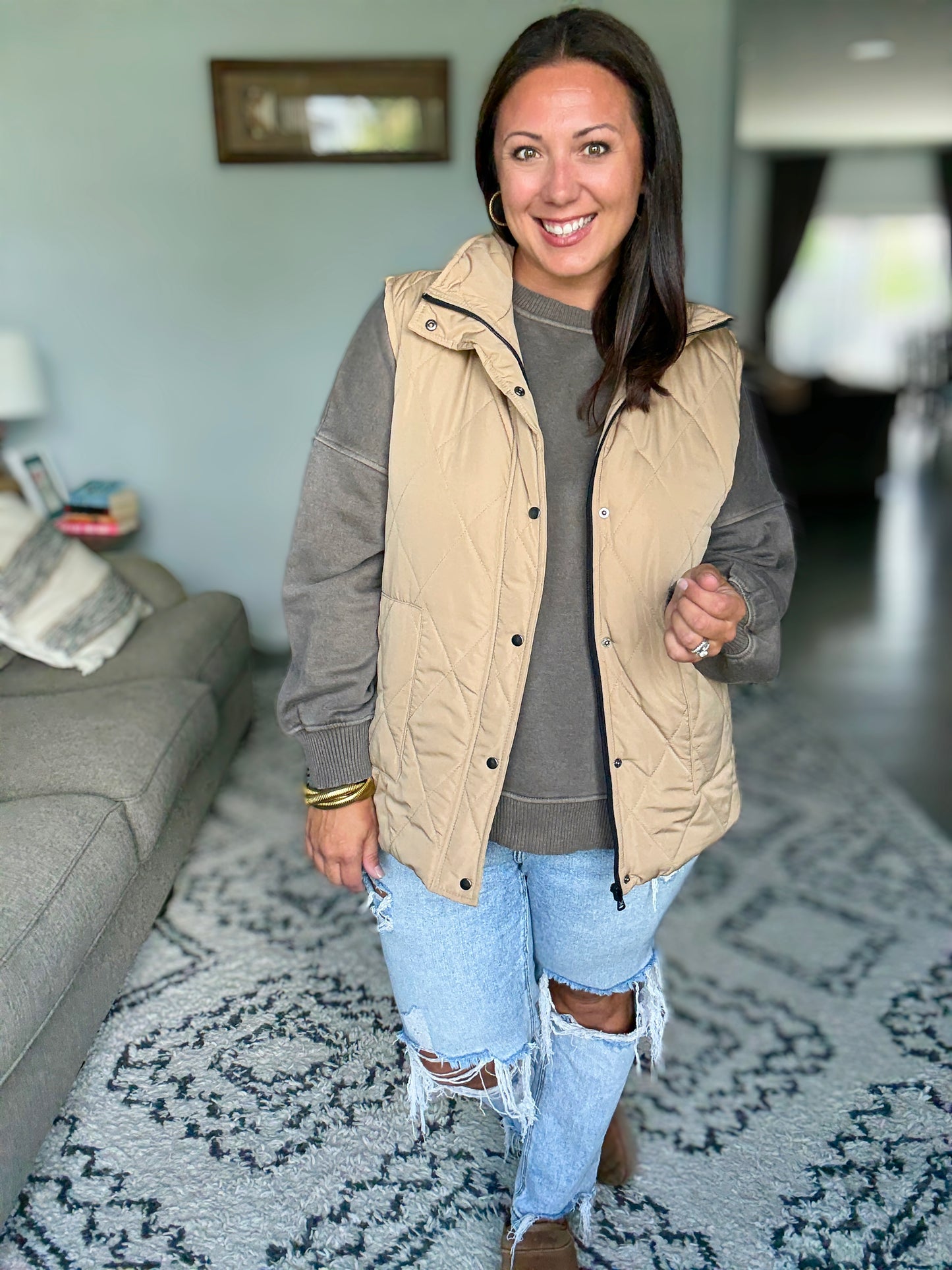 Talk Cozy to Me Stepped Hem Pullover in Brown