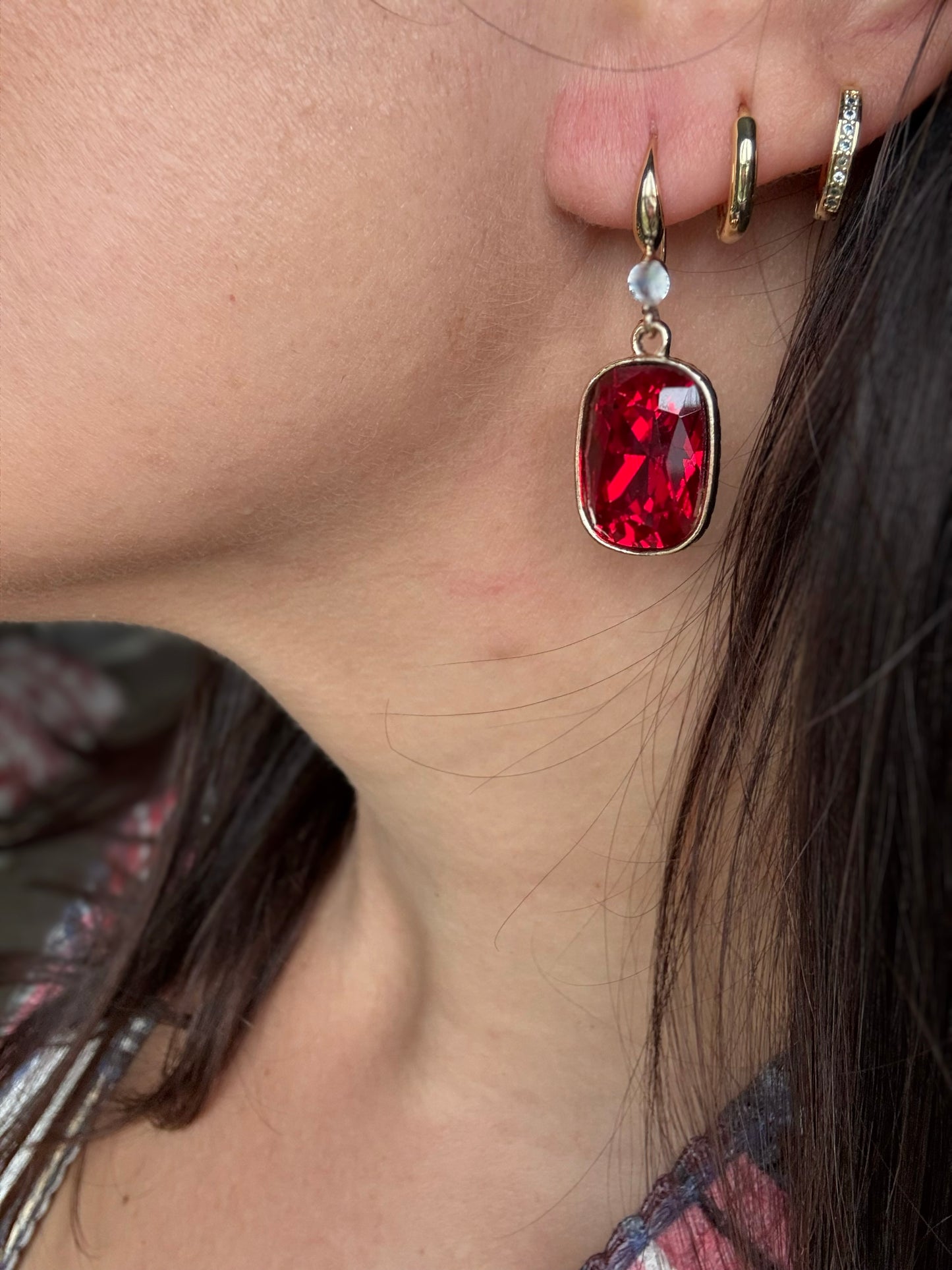 Striving For Shine Dropped Earrings in Red or Rosegold