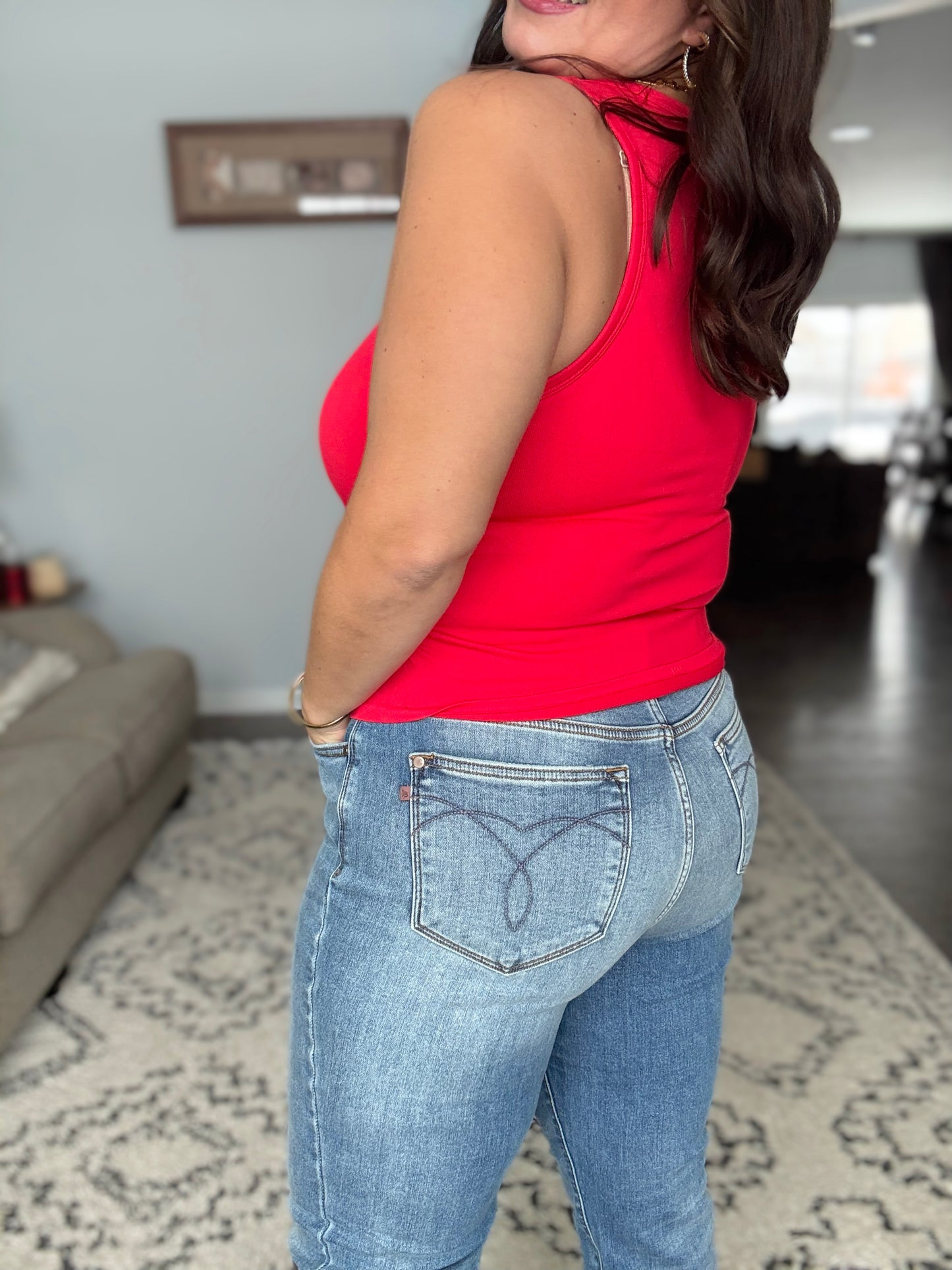 Judy Blue Cabin Cozy Vintage Wash Thermal Straight Jeans