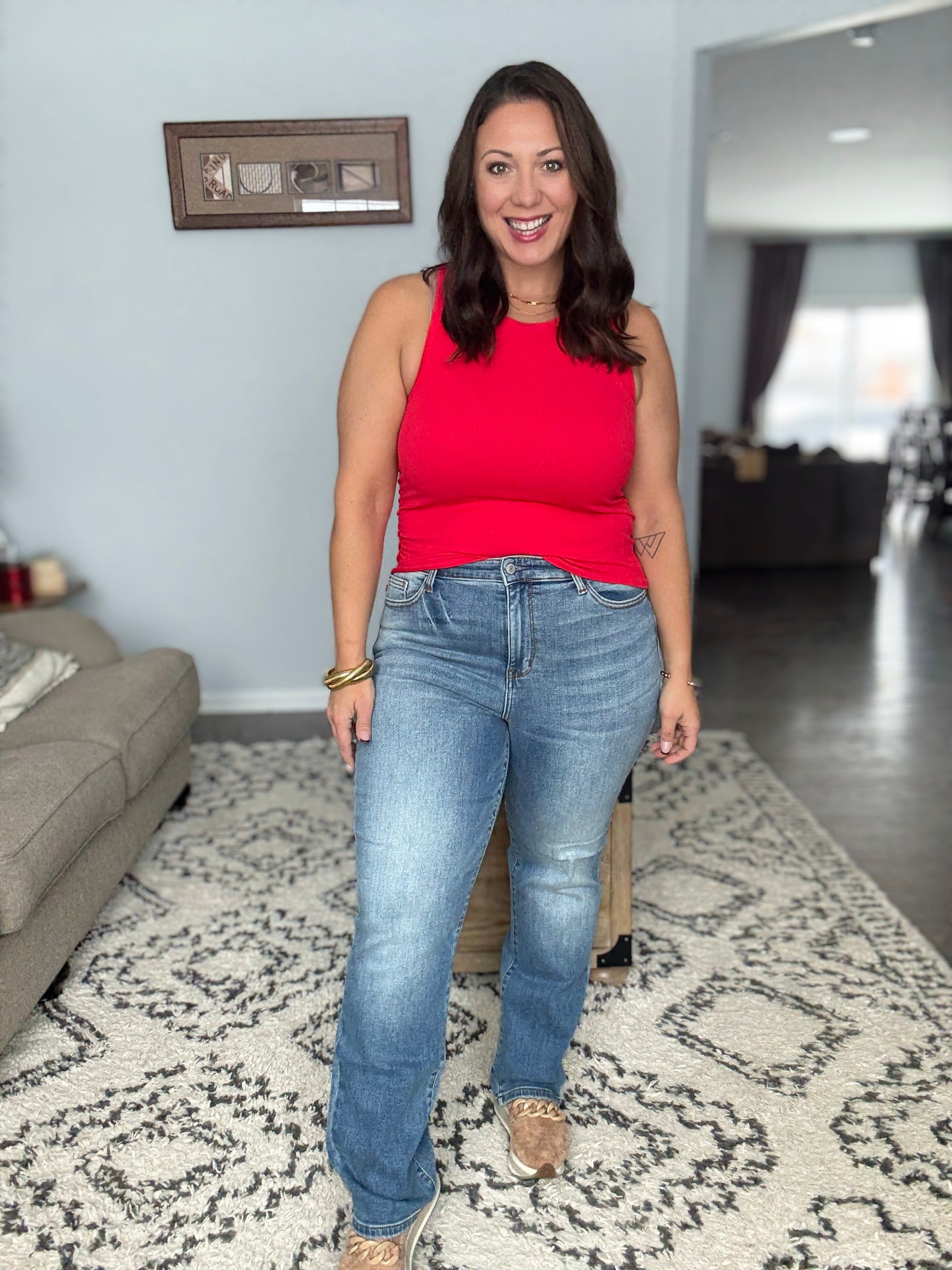 Judy Blue Cabin Cozy Vintage Wash Thermal Straight Jeans