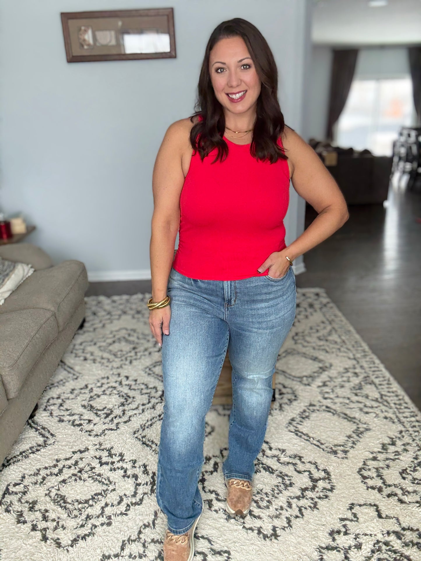 Judy Blue Cabin Cozy Vintage Wash Thermal Straight Jeans