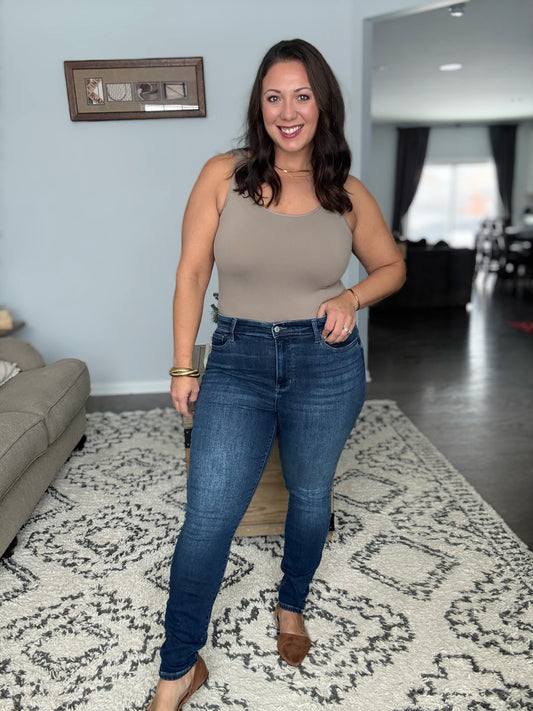 Judy Blue Arctic Nights Thermal Skinny Jeans in Dark Wash