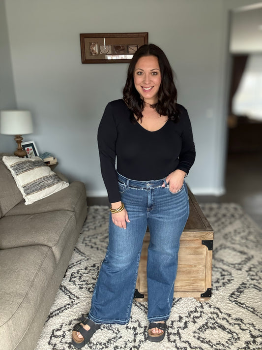 RISEN Tummy Control Release Hem Bootcut Jeans
