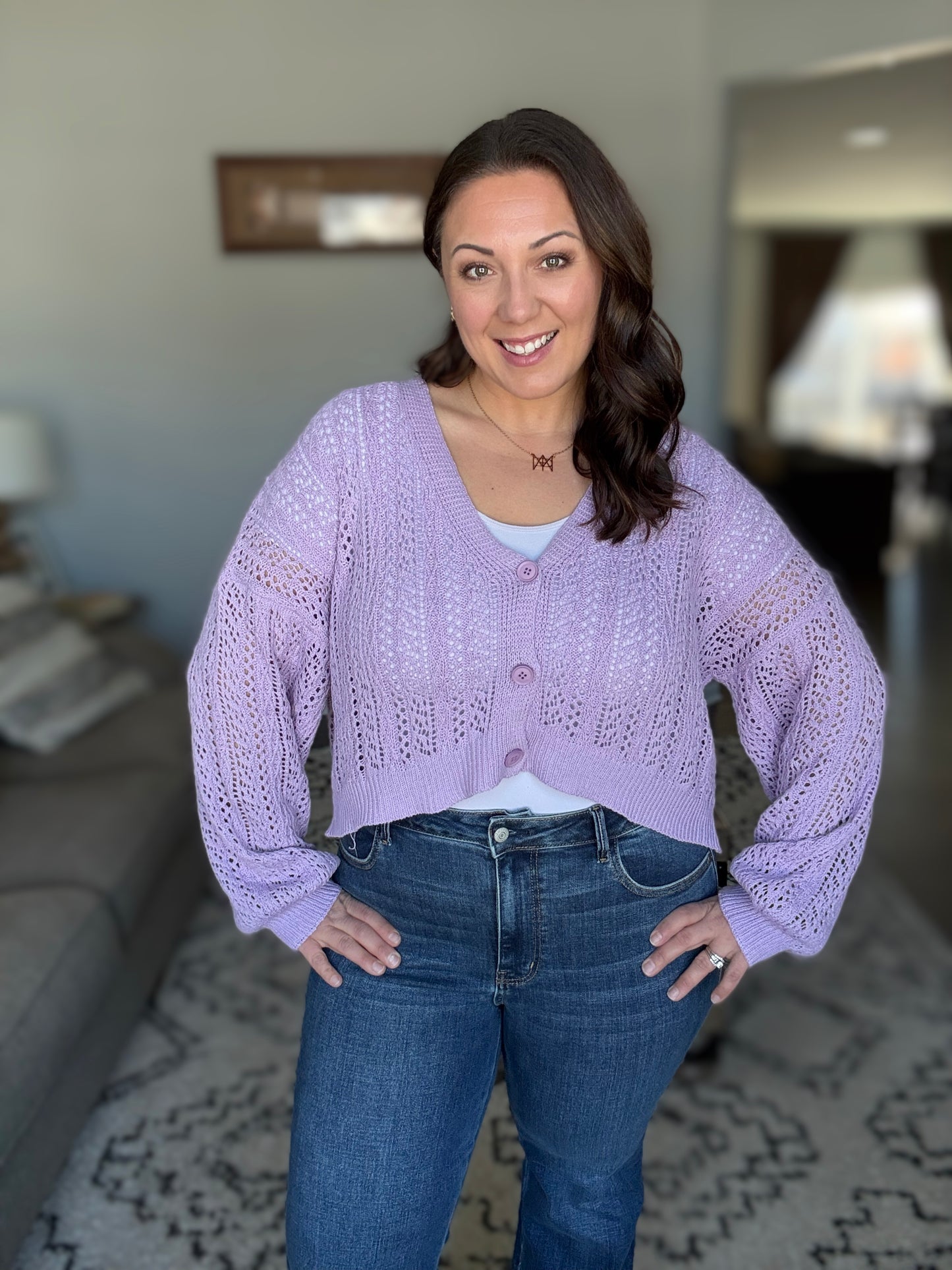 Michelle Mae Callie Cropped Cardigan - Lavender