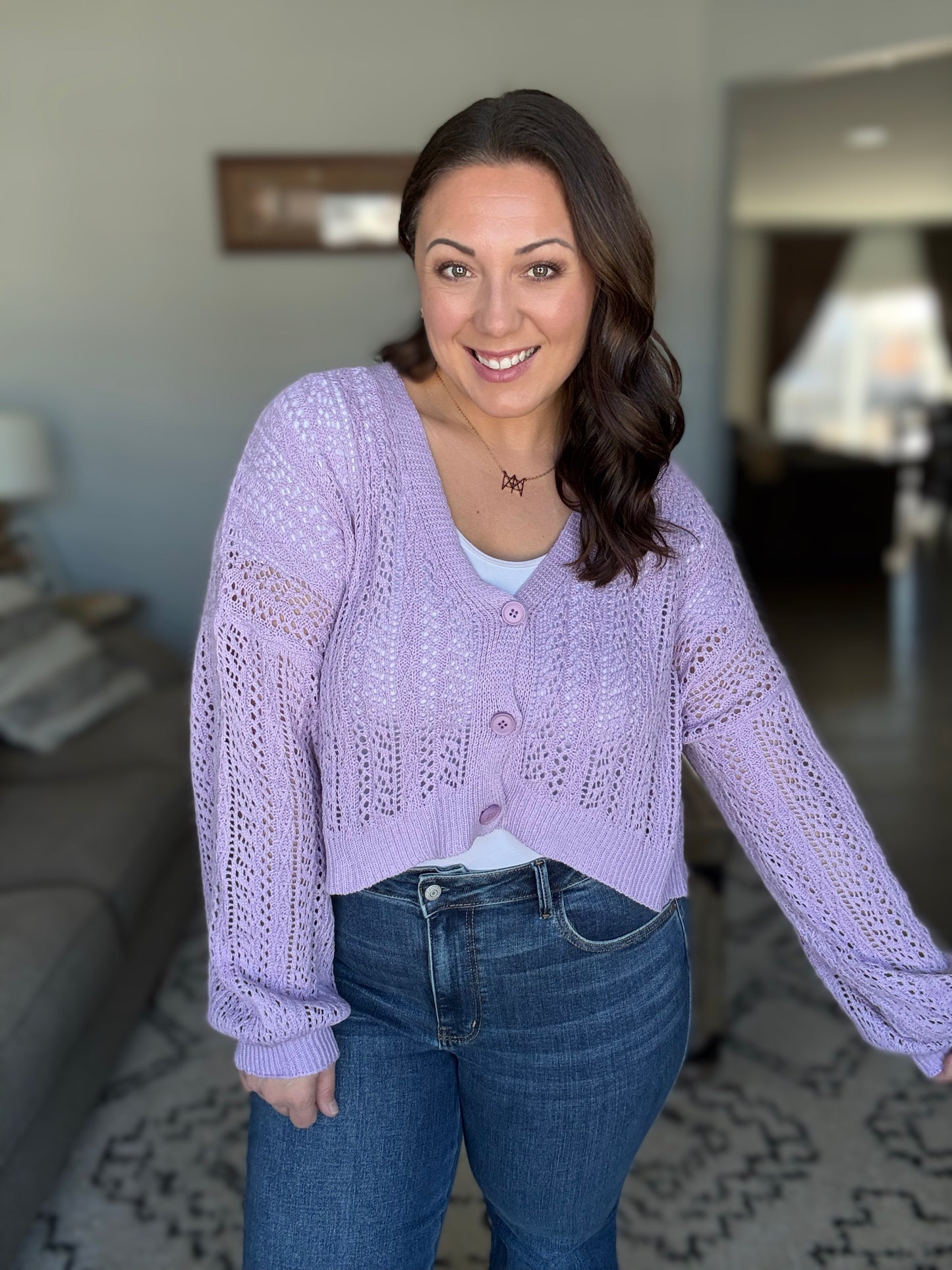 Michelle Mae Callie Cropped Cardigan - Lavender