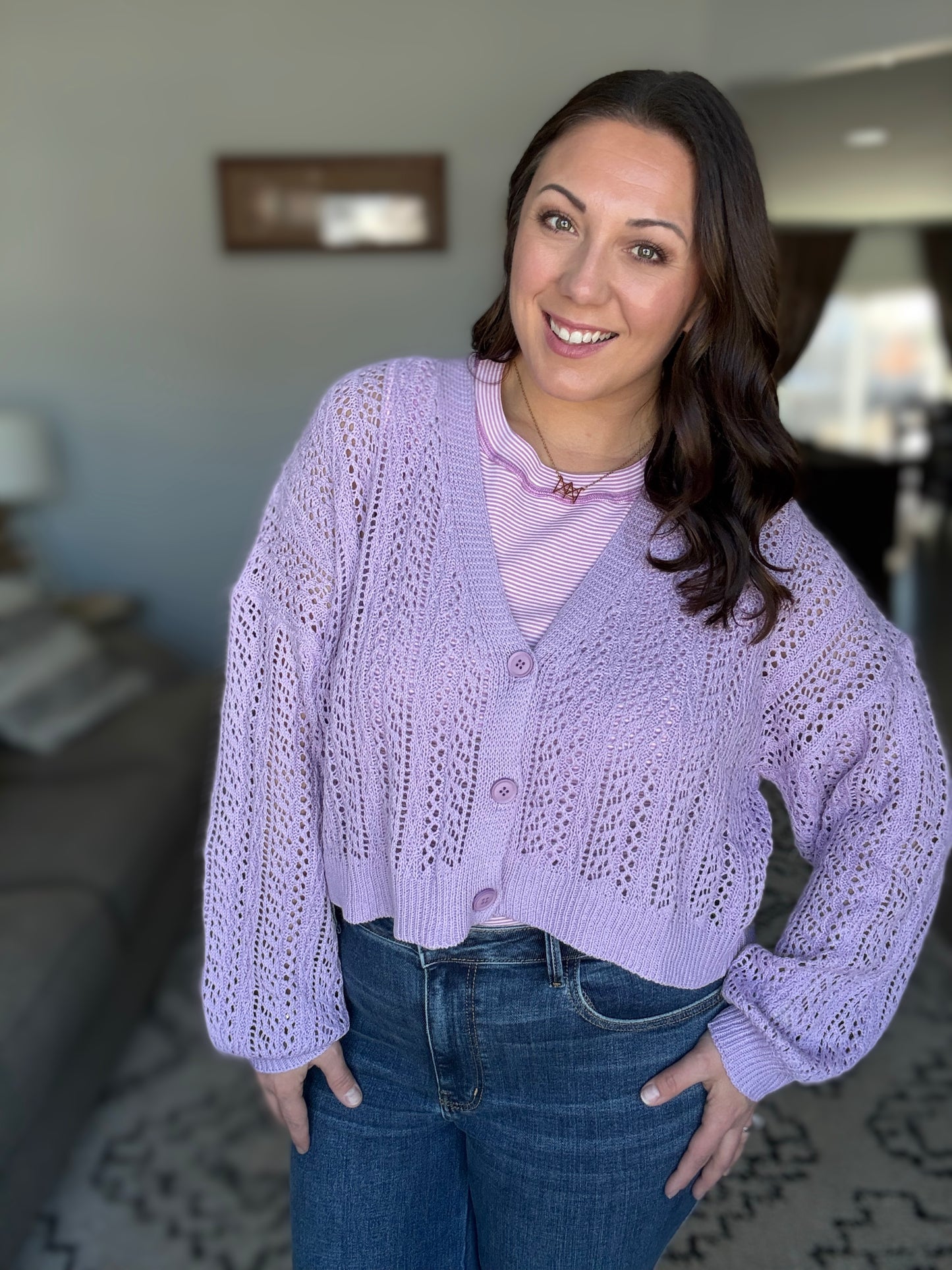 Michelle Mae Callie Cropped Cardigan - Lavender