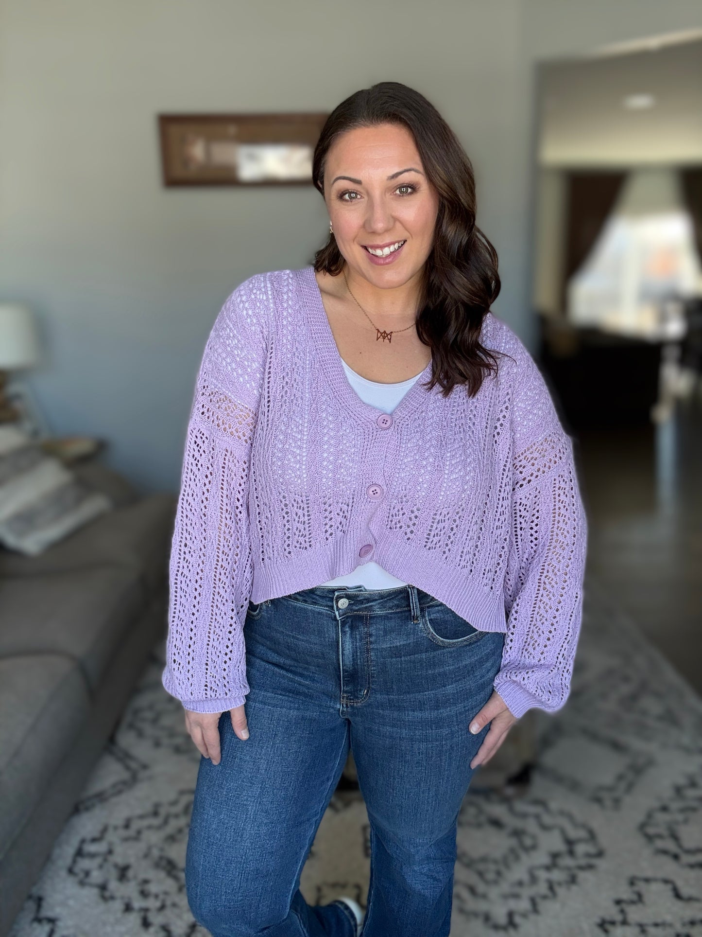 Michelle Mae Callie Cropped Cardigan - Lavender