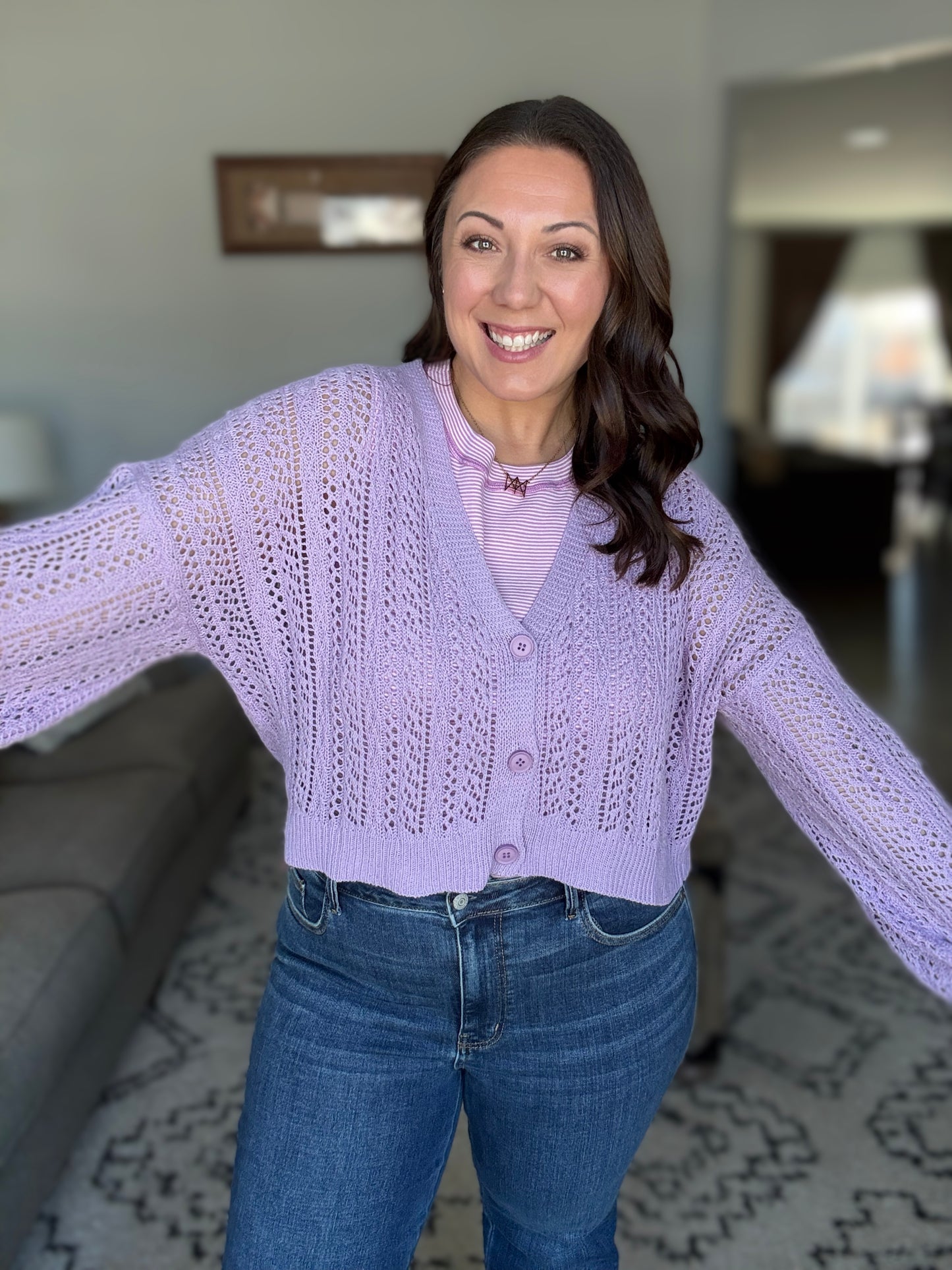 Michelle Mae Callie Cropped Cardigan - Lavender