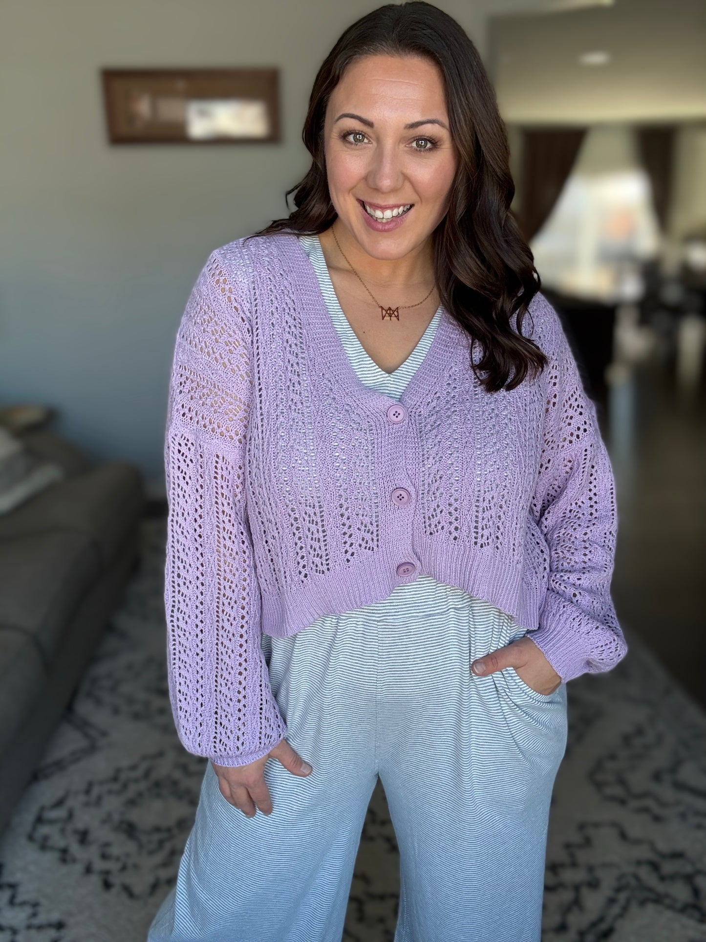 Michelle Mae Callie Cropped Cardigan - Lavender