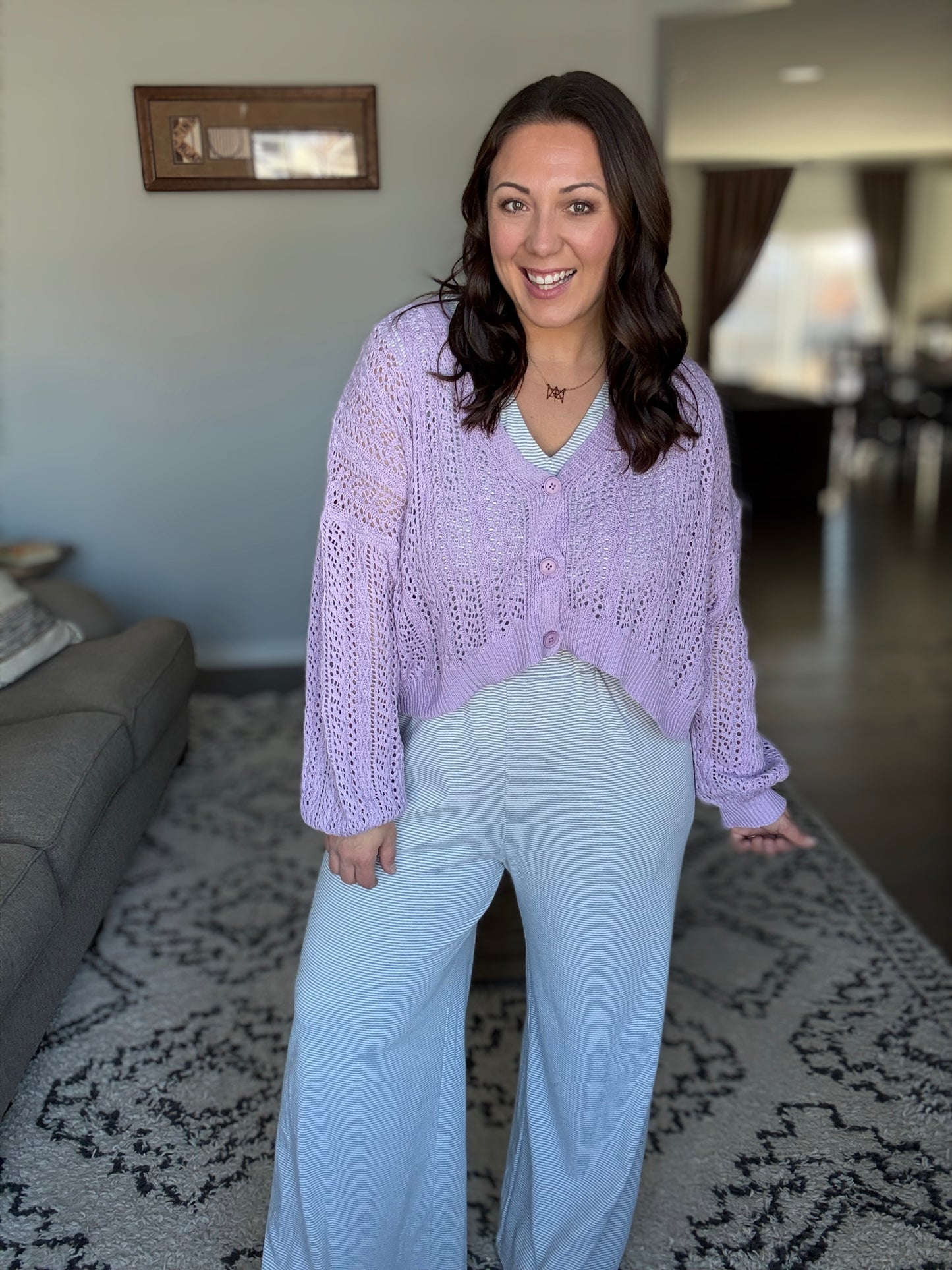 Michelle Mae Callie Cropped Cardigan - Lavender