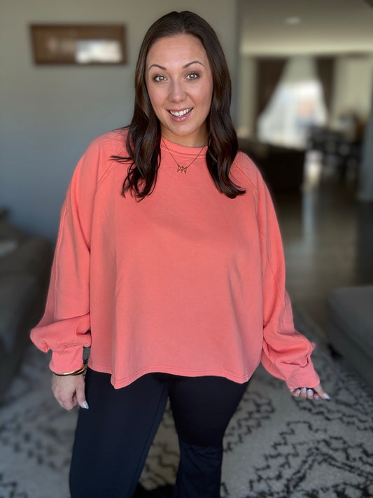 Girl Code Couture Fleece Midi Balloon Sleeve Pullover in 2 Colors