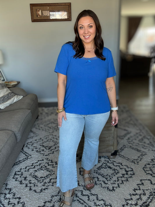 Judy Blue Martha Mid Rise Kick Flare with Raw Hem