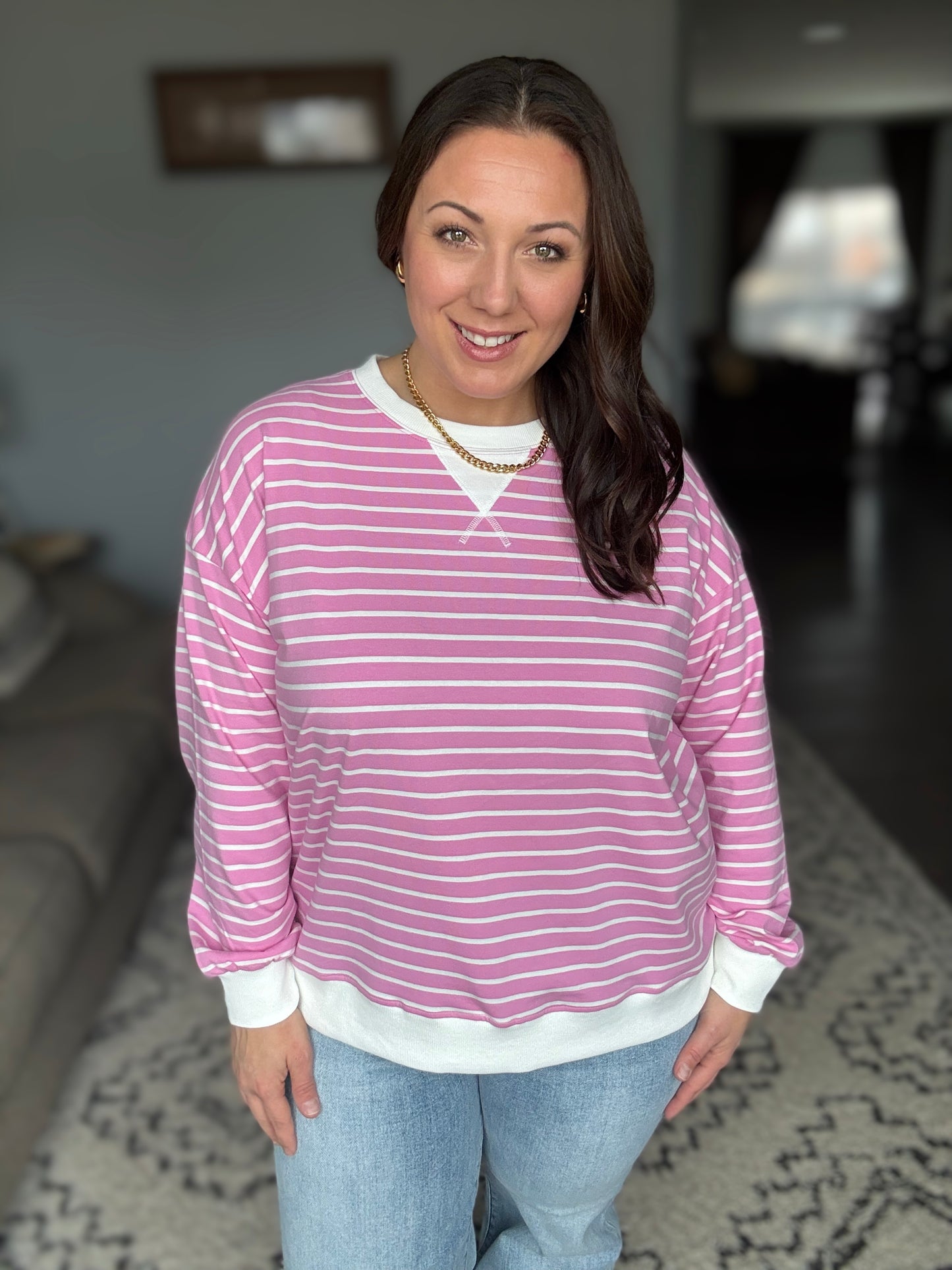Almost Therapeutic Drop Shoulder Pullover in Candy Pink