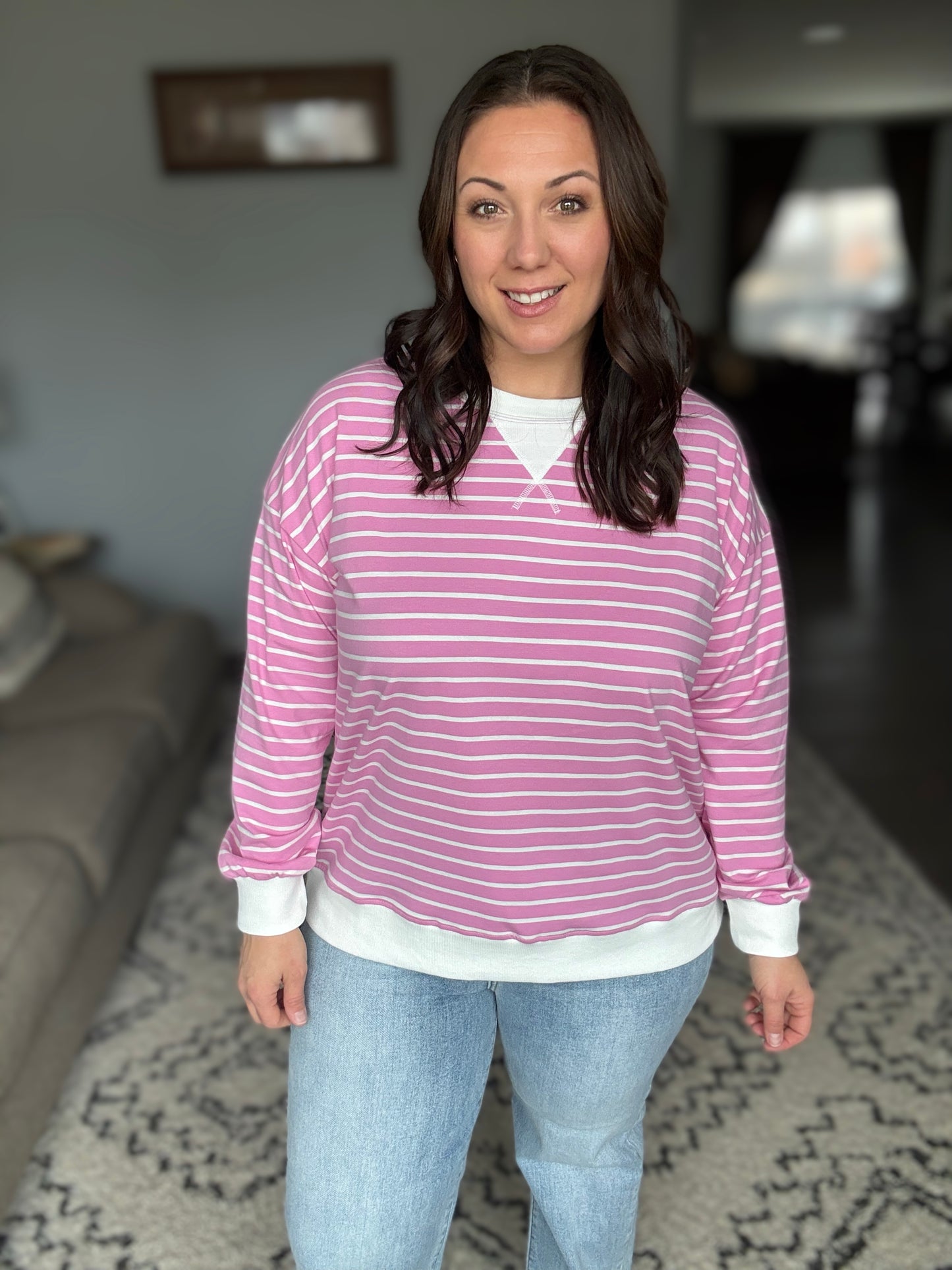 Almost Therapeutic Drop Shoulder Pullover in Candy Pink
