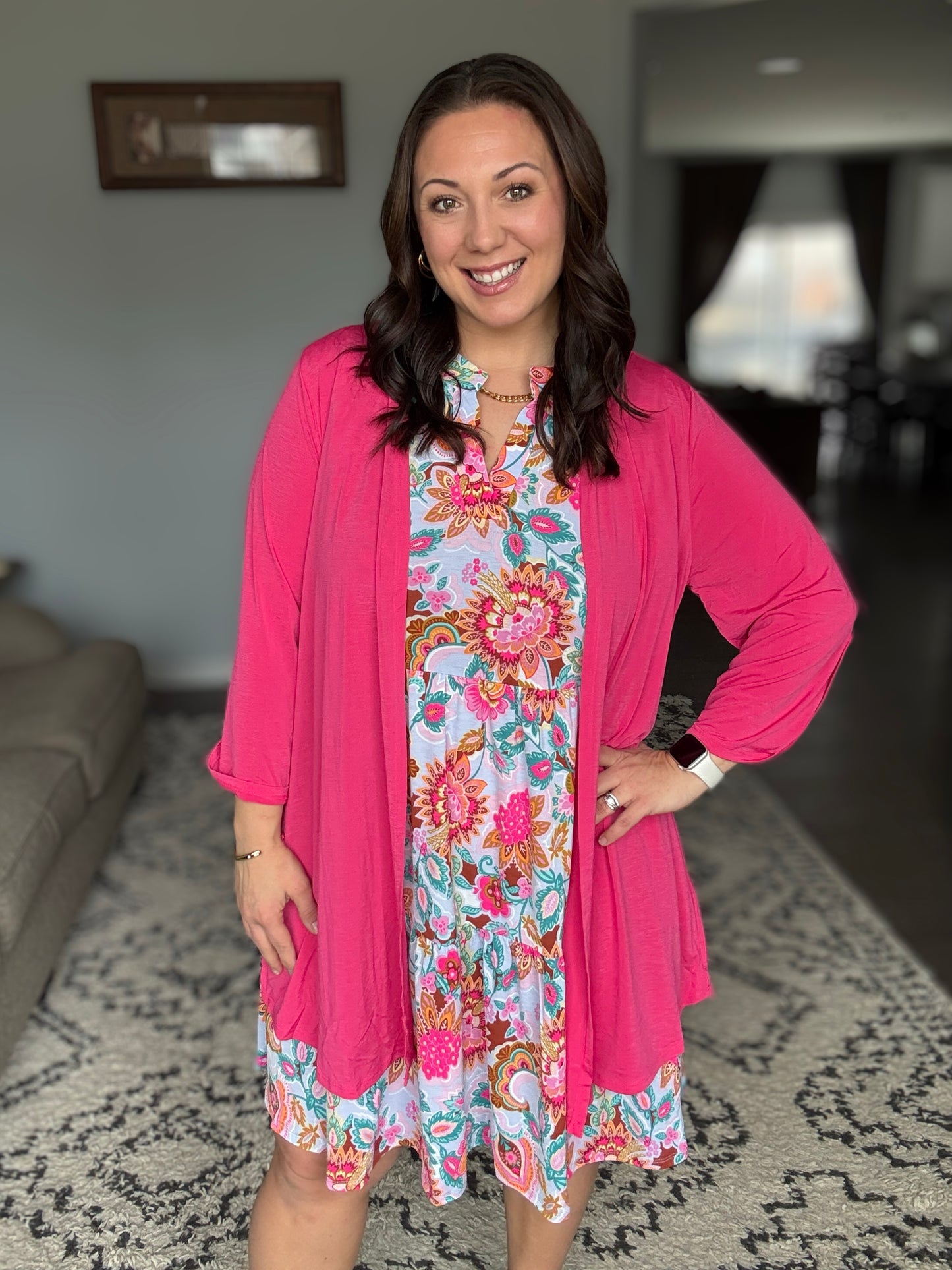 Lizzy Cardigan in Fuchsia