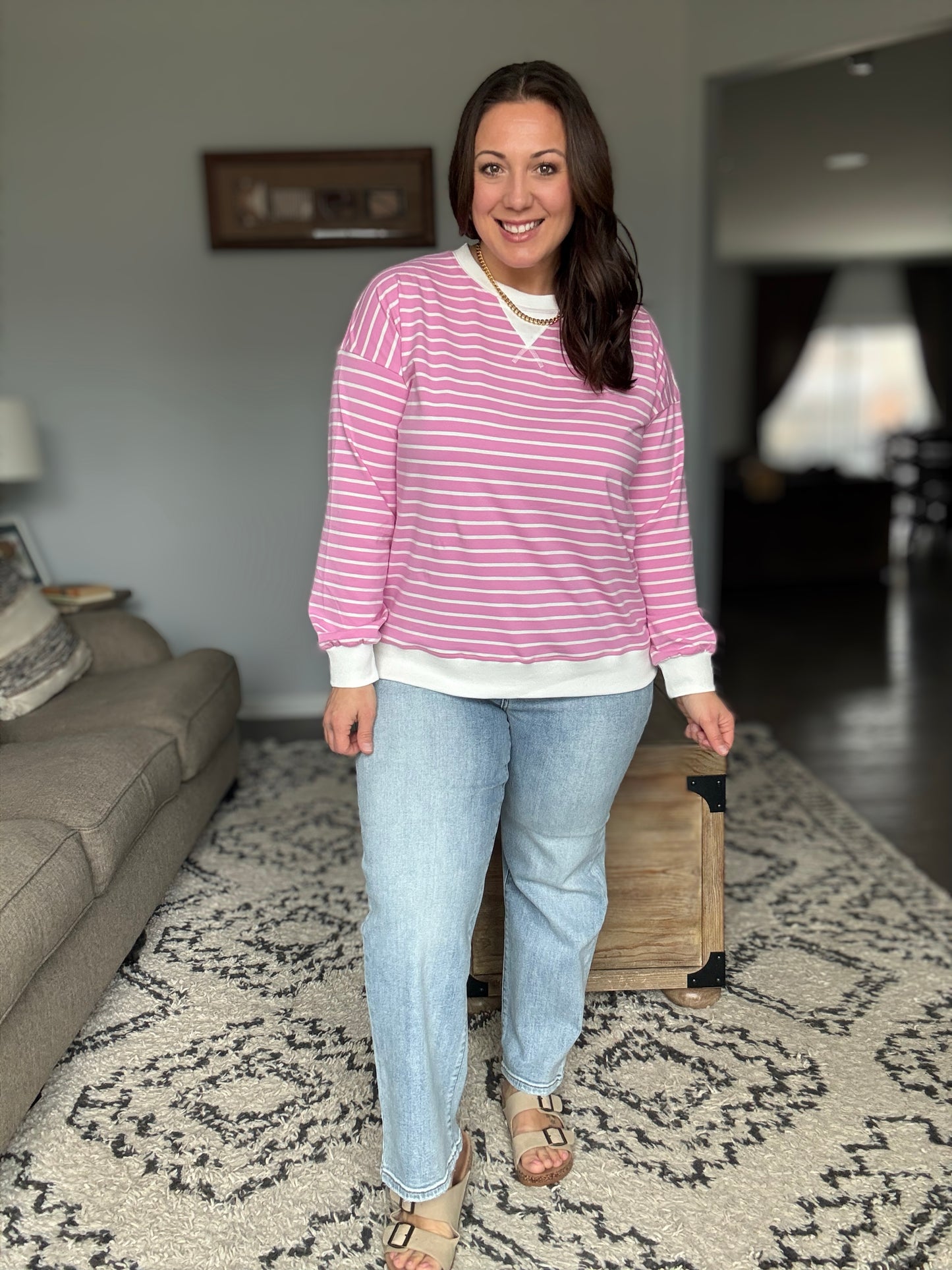 Almost Therapeutic Drop Shoulder Pullover in Candy Pink