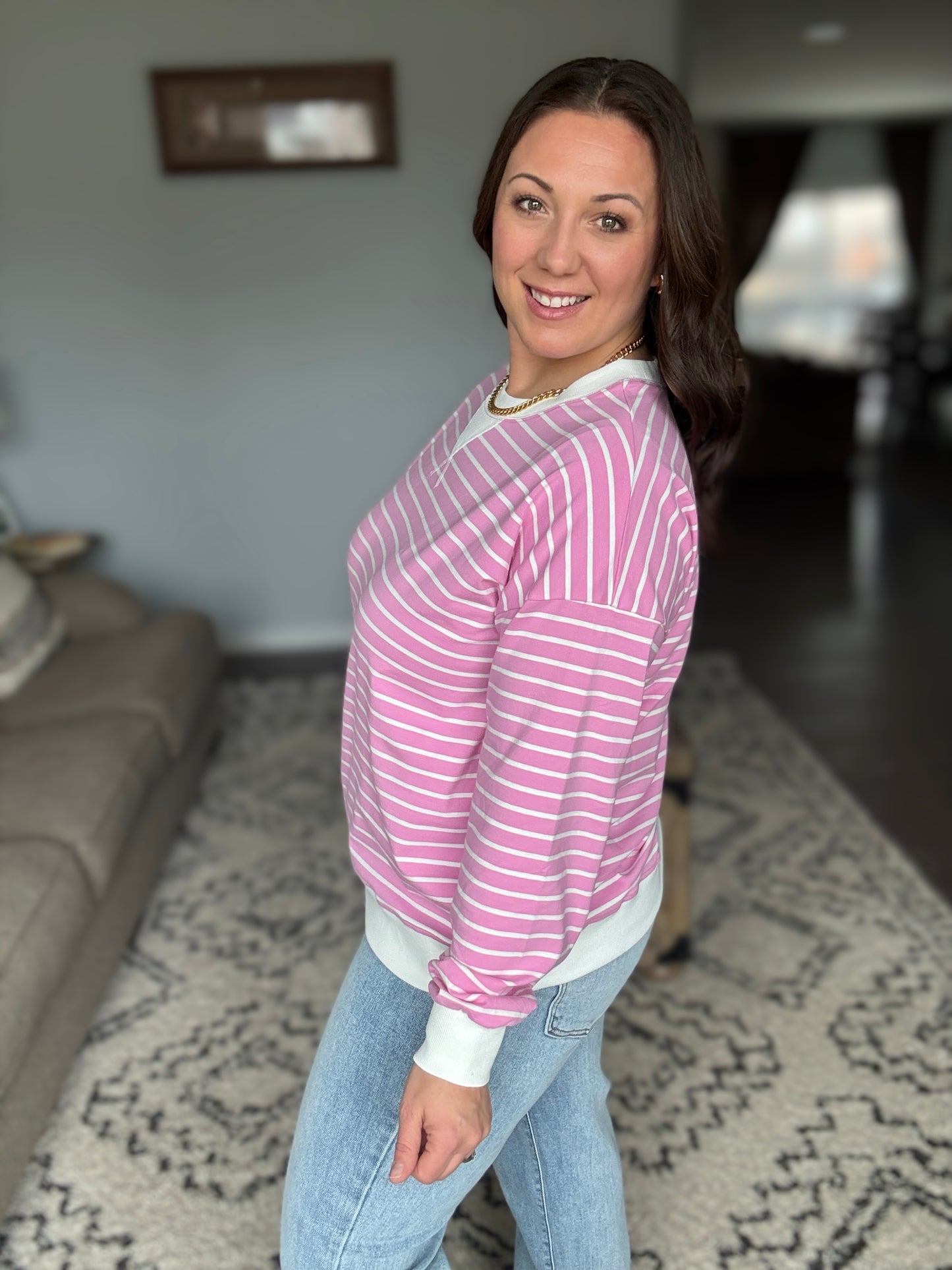 Almost Therapeutic Drop Shoulder Pullover in Candy Pink