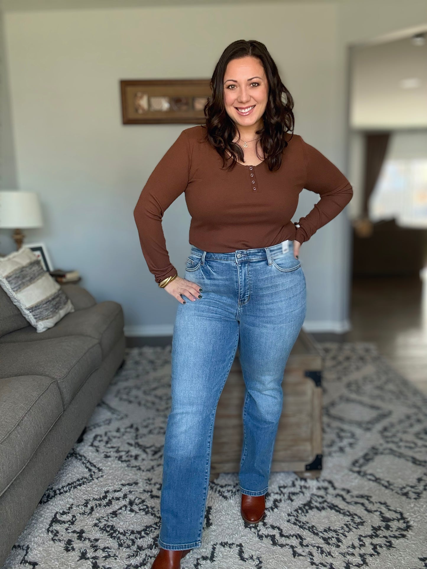 Judy Blue Full Size Run Vintage Wash Thermal Straight Jeans