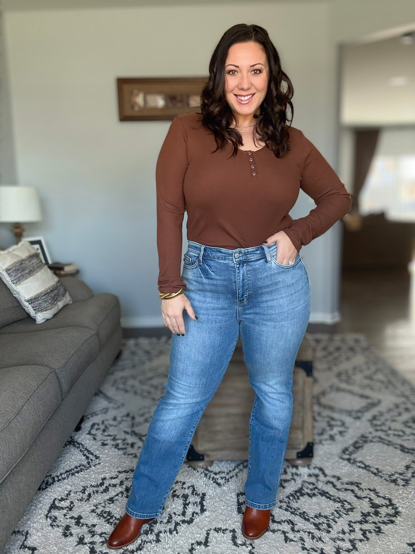 Judy Blue Full Size Run Vintage Wash Thermal Straight Jeans