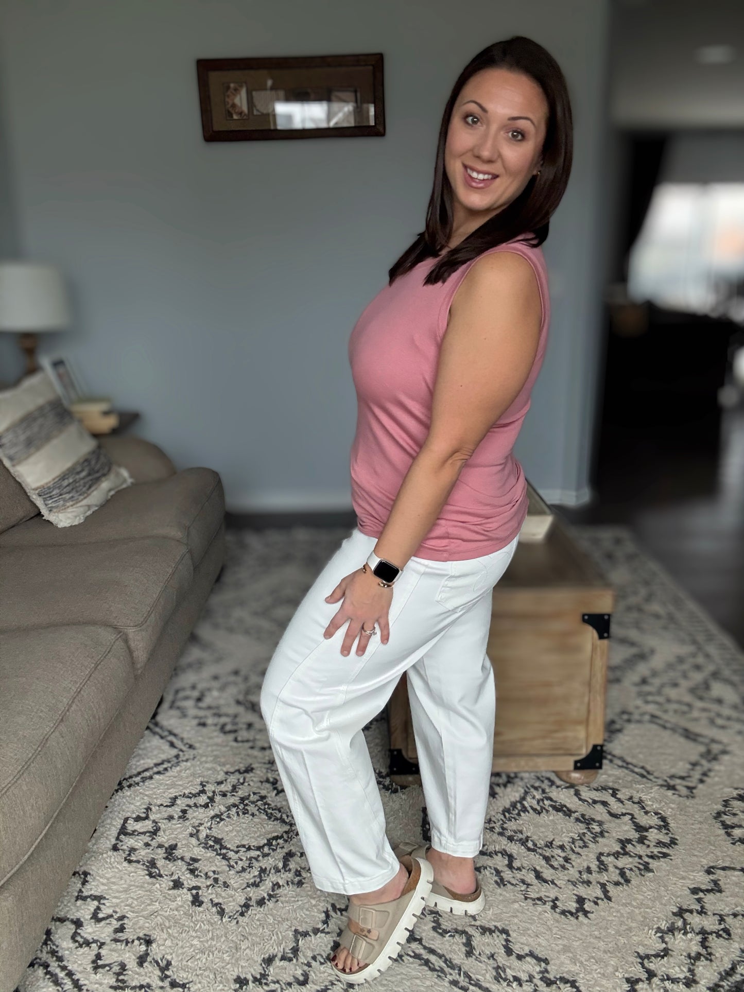 Judy Blue High-Waisted Rigid Magic Barrel Jeans in White