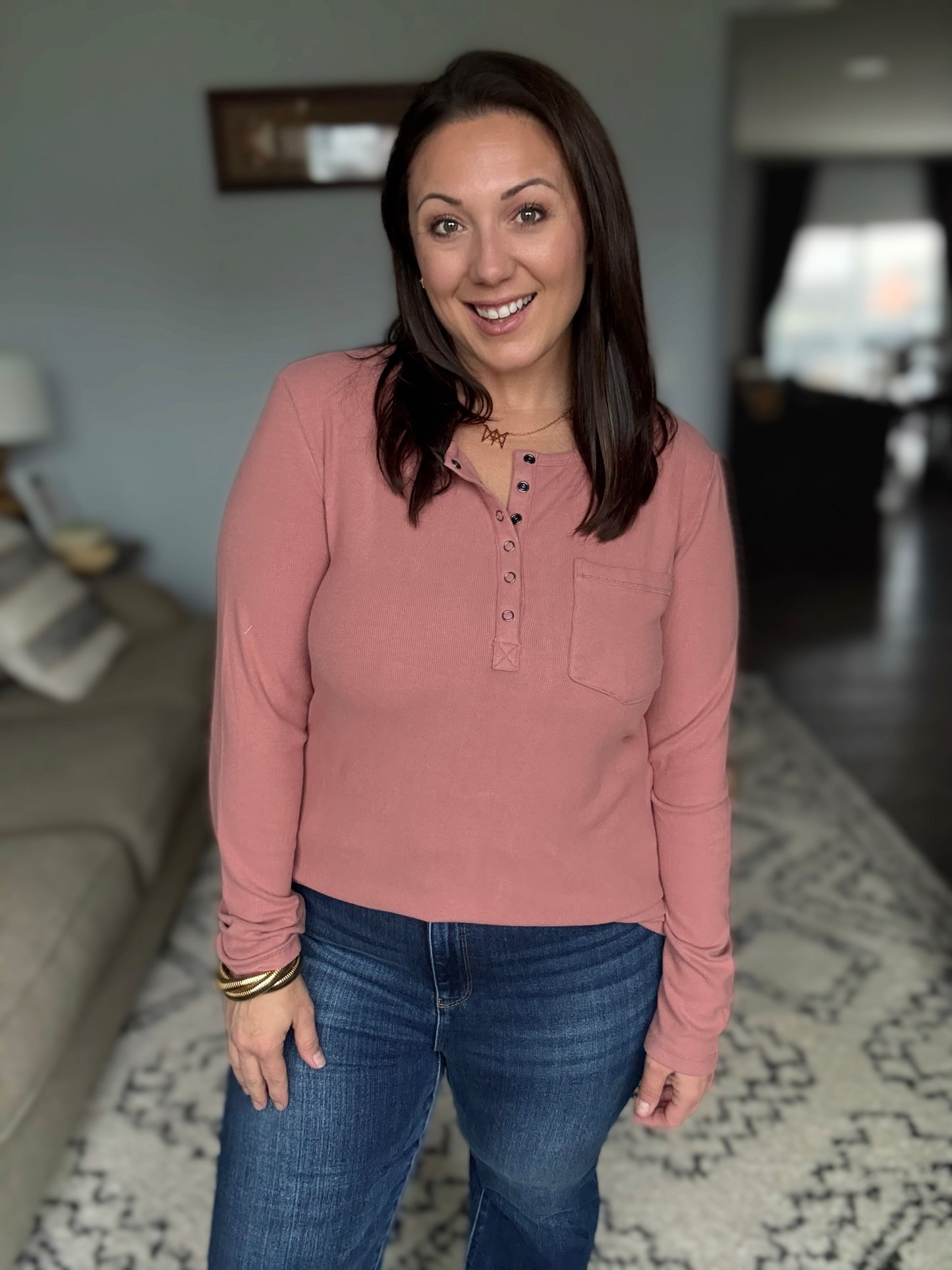 Michelle Mae Georgia Long Sleeve Top - Rose