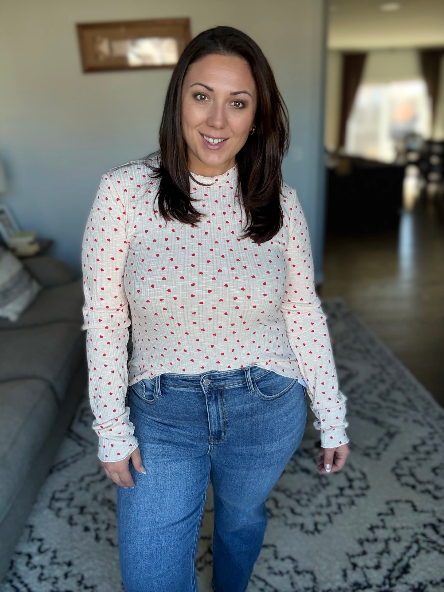 SO ME Sweetheart Ribbed Long Sleeve Top