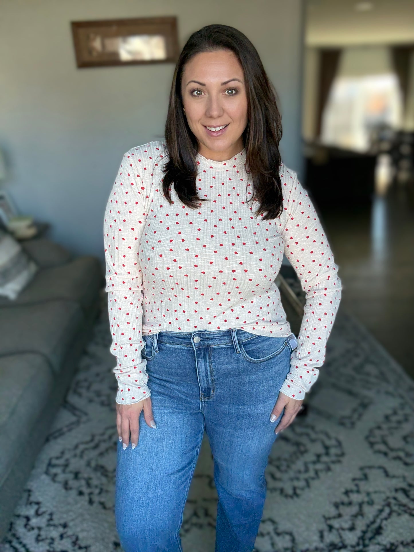 SO ME Sweetheart Ribbed Long Sleeve Top