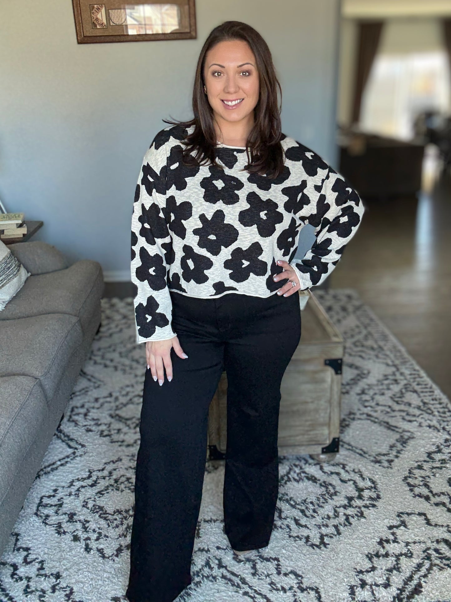Judy Blue High-Waisted Front Yoke Retro Wide Leg Jeans in Black