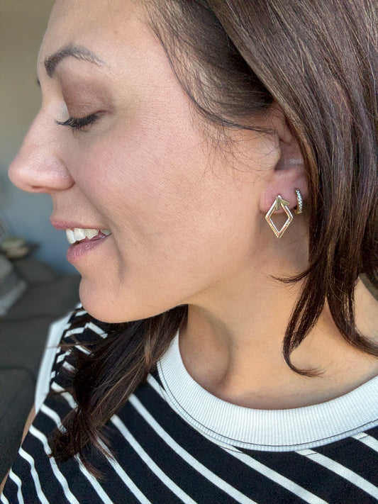 Steal Your Breath Geometric Rhombus Stud Earrings