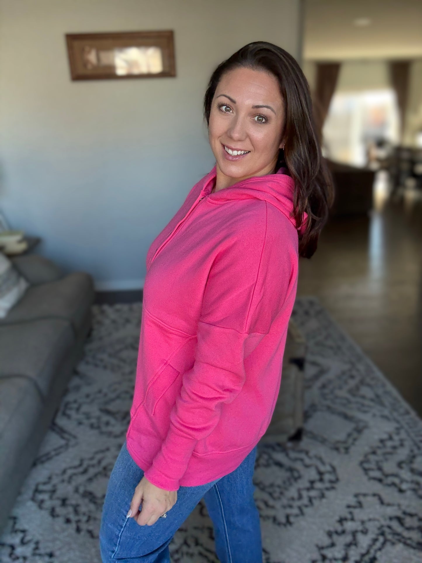 A Million Different Reasons Hooded Pullover in Fuchsia