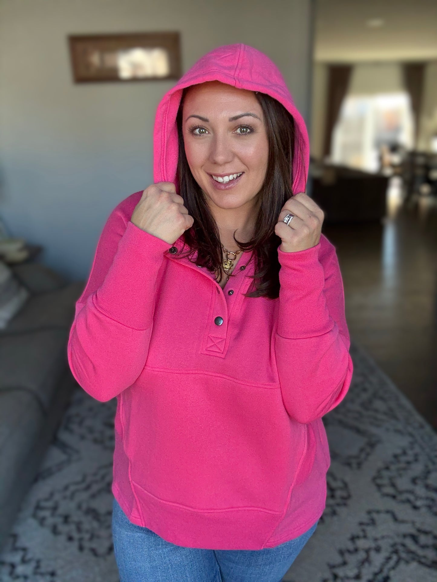 A Million Different Reasons Hooded Pullover in Fuchsia