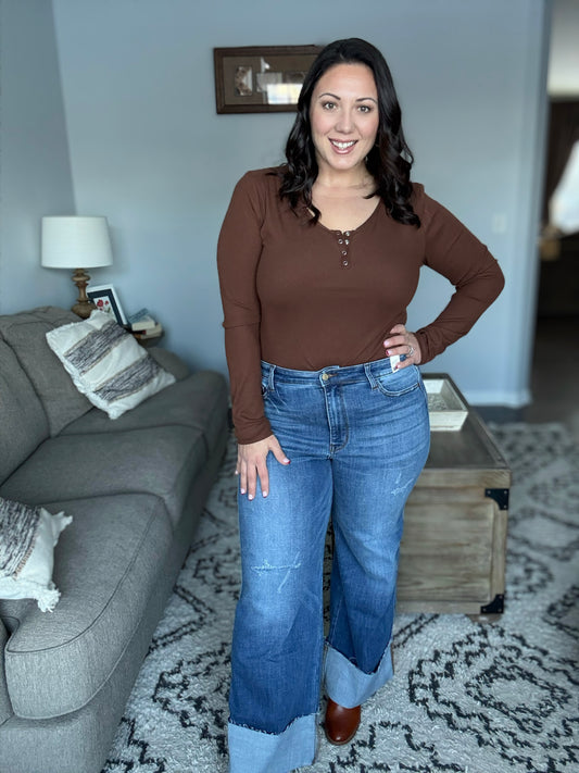 Judy Blue Distressed High Rise Wide Leg Jeans