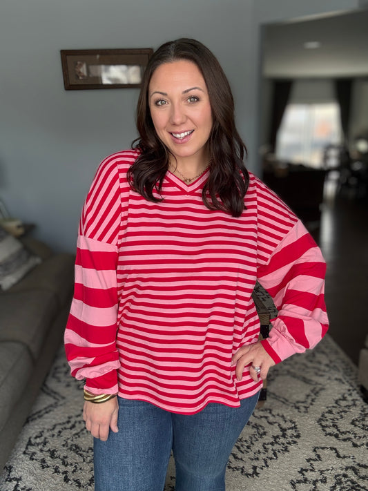 Rhythm & Rows V-Neck Drop Shoulder Pullover