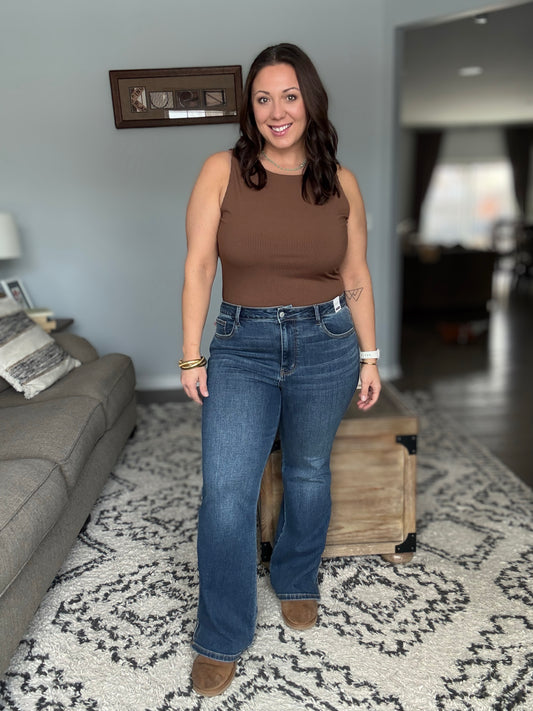 Casey Mid Rise Bootcut with Cell Phone Back Pocket & Slit