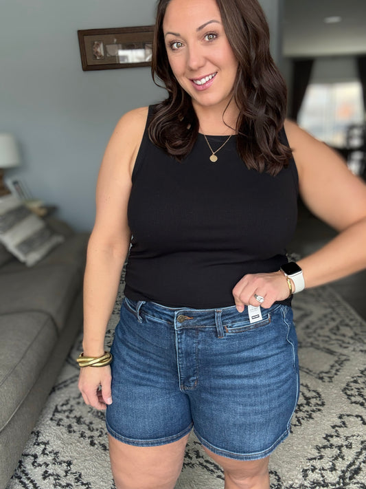 Janessa Tummy Control Slim Pocket Denim Shorts