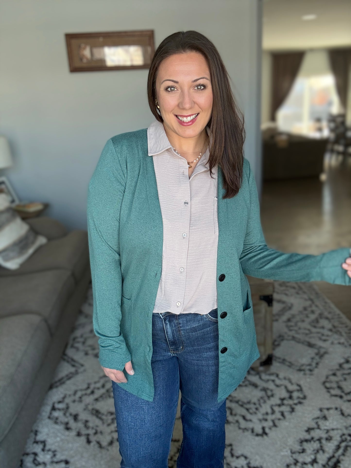 Keep Up Collared Button Down in Ash Mocha