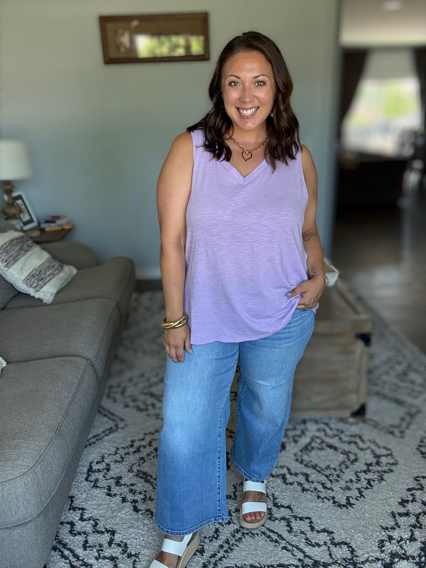 Judy Blue Claudia Mid Rise Wide Leg Ankle Jeans | Medium Wash