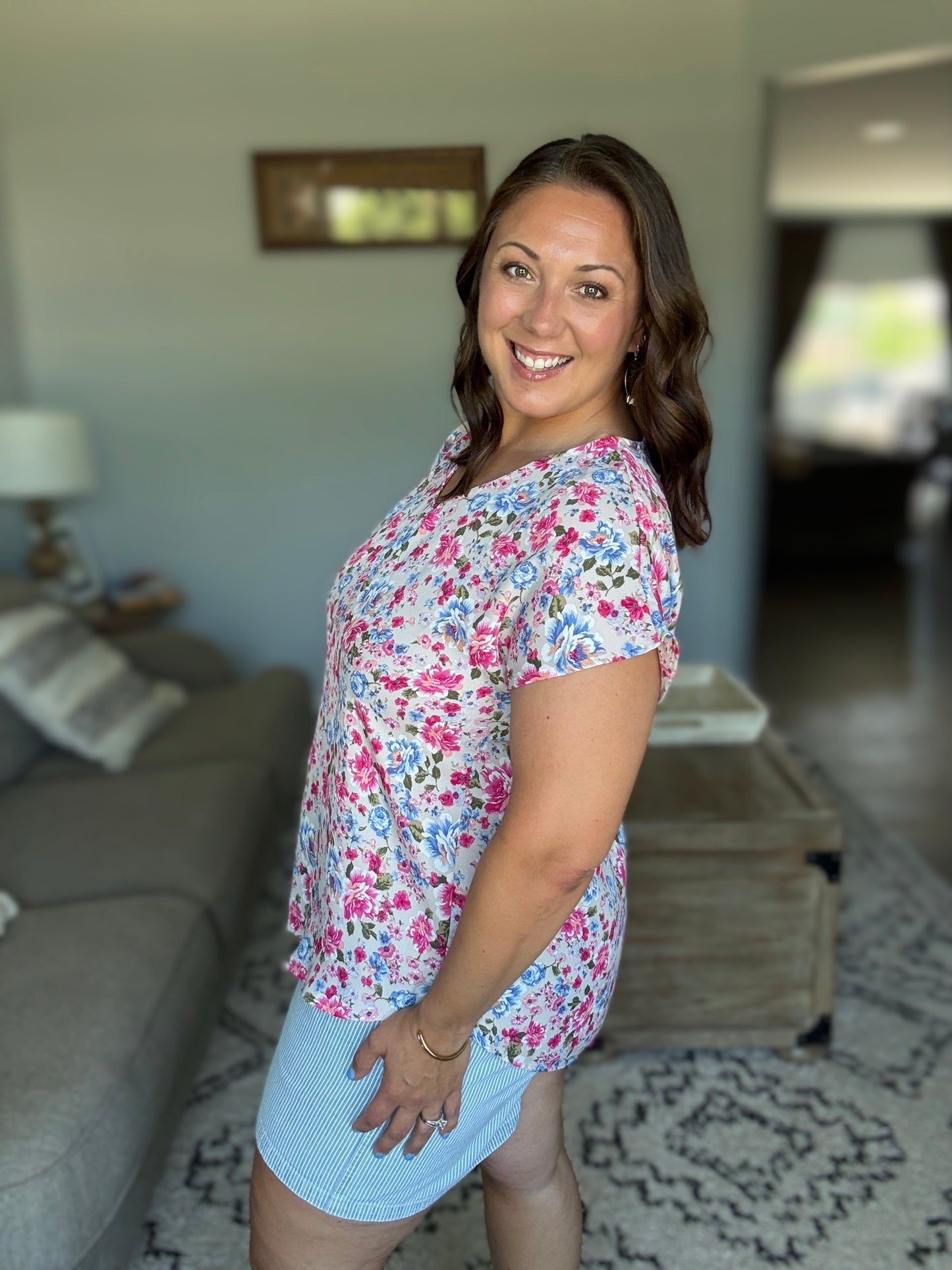 Summer Air Floral Print Blouse