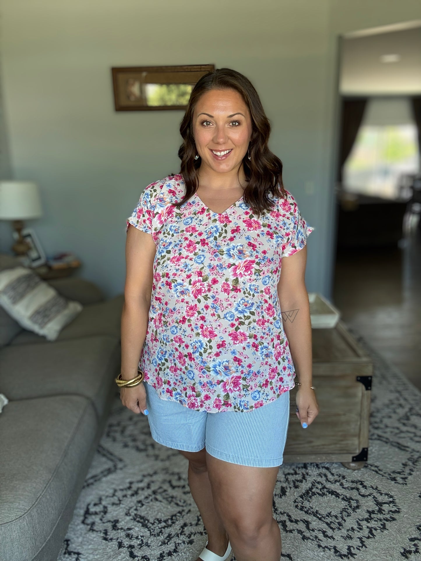 Summer Air Floral Print Blouse