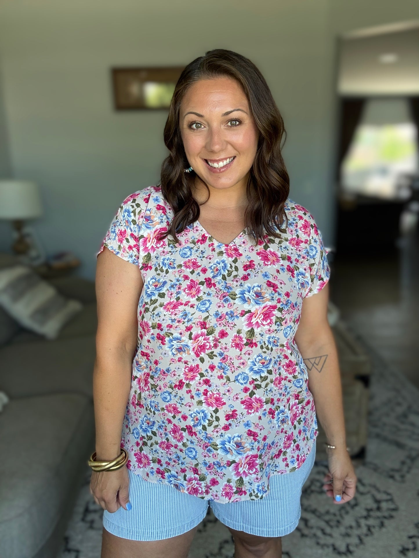 Summer Air Floral Print Blouse