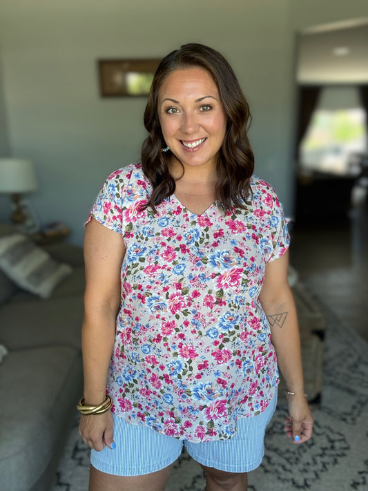 Summer Air Floral Print Blouse