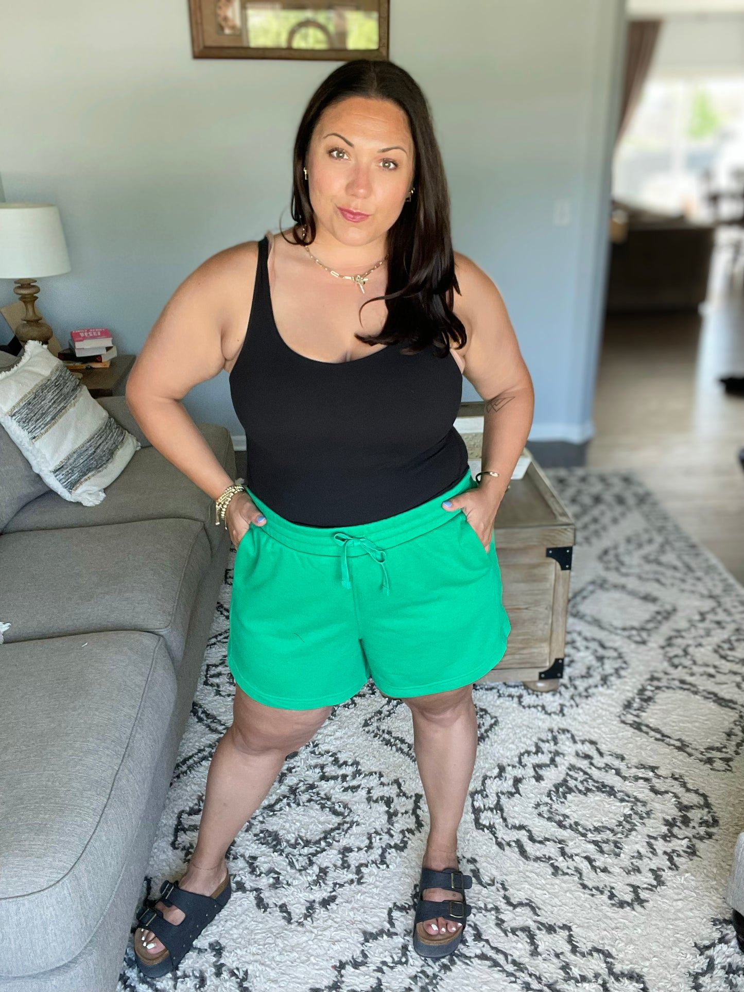 We're Only Getting Better Drawstring Shorts in Kelly Green