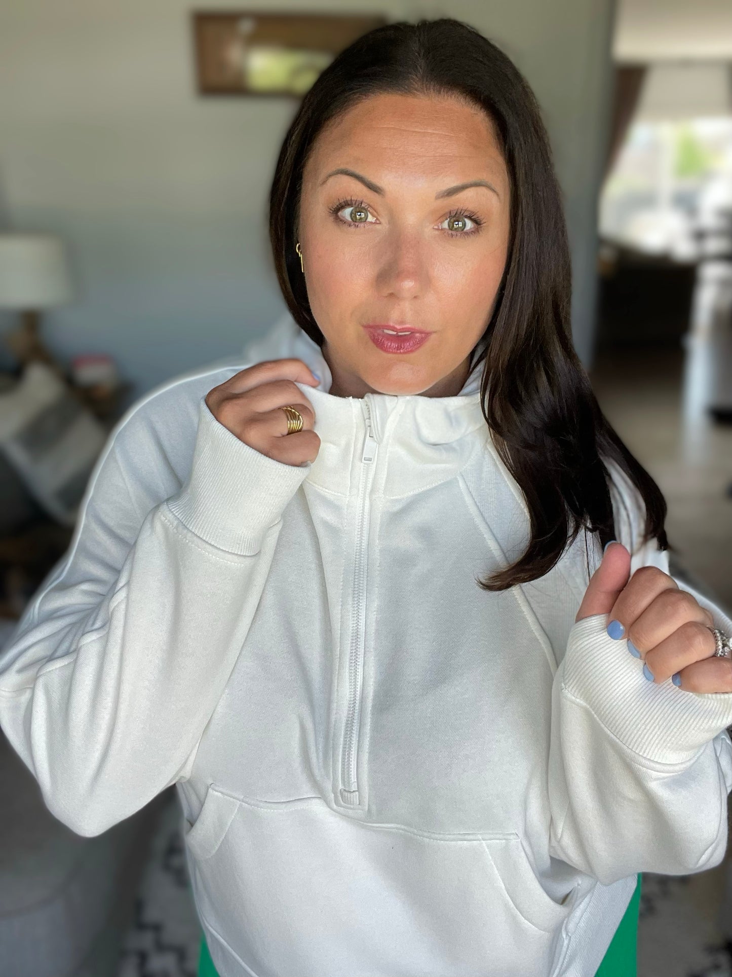 Working Up A Sweat Hooded Pullover in Off White