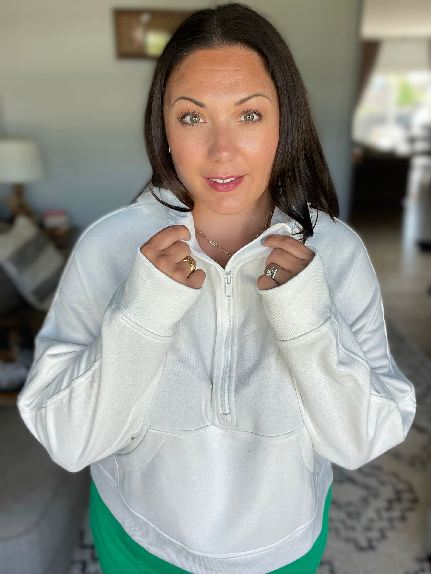 Working Up A Sweat Hooded Pullover in Off White